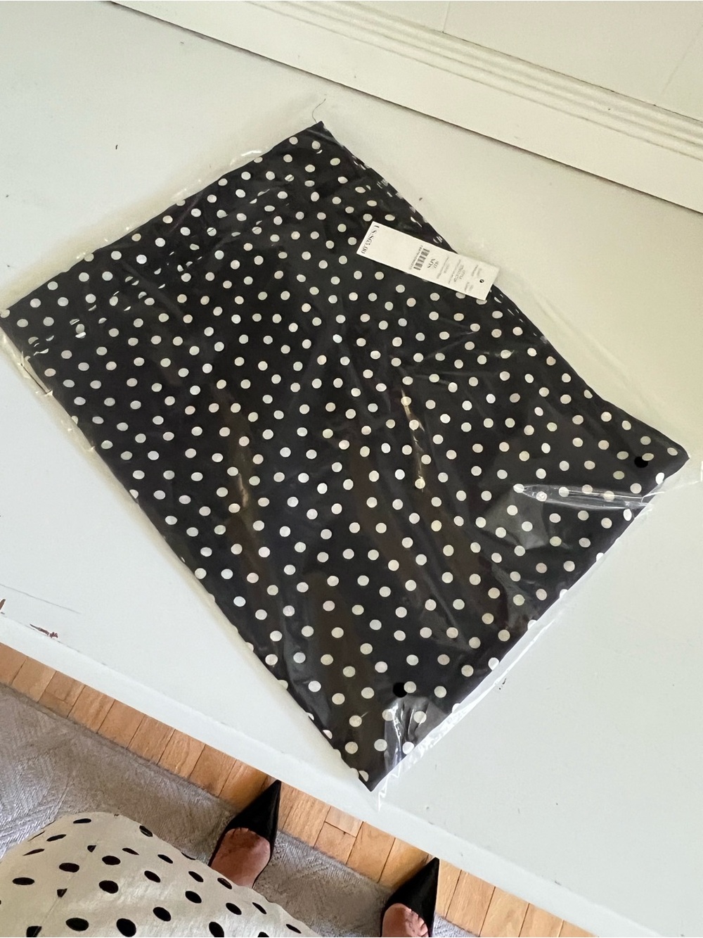White House Black Market Black and White Polka Dot Scarf